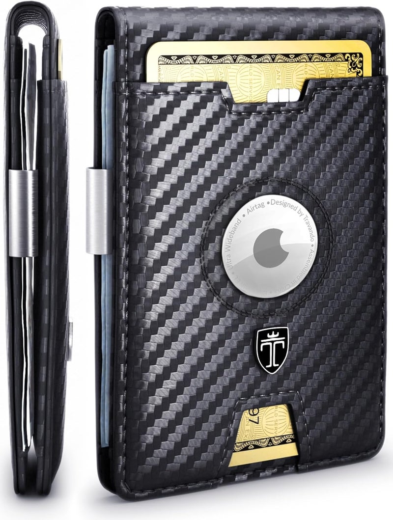 TRAVANDO AirTag* Wallet Mens Wallet with Money Clip Air Tag Wallet Card Holder RFID Blocking Bifold Gifts for Men - Image 1
